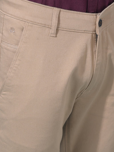 Khaki Stretchable Cotton Trousers-Men Trousers-Crimsoune Club