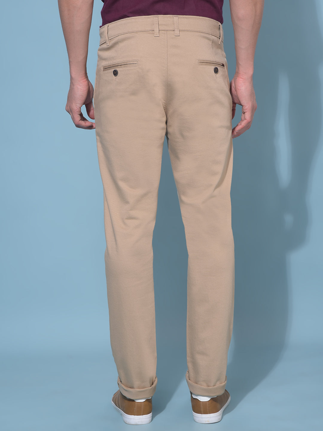 Khaki Stretchable Cotton Trousers-Men Trousers-Crimsoune Club