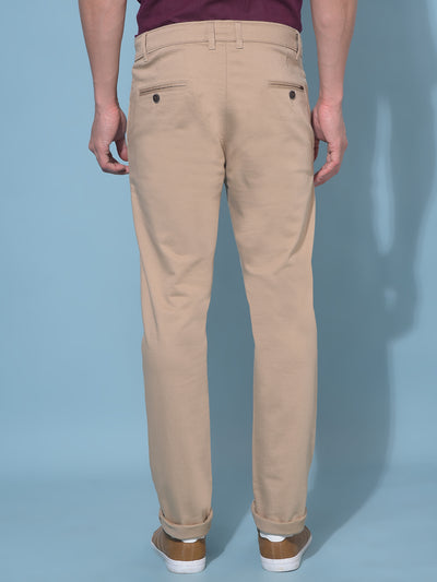 Khaki Stretchable Cotton Trousers-Men Trousers-Crimsoune Club