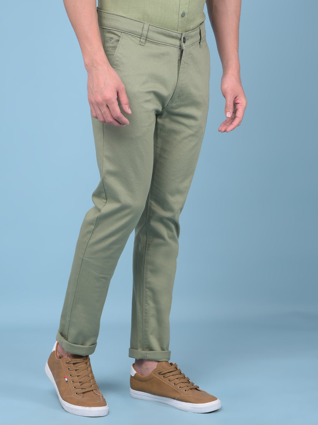 Olive Stretchable Trousers-Men Trousers-Crimsoune Club