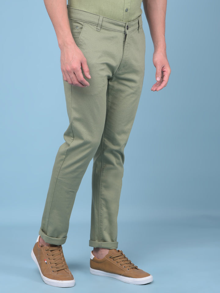 Olive Stretchable Trousers-Men Trousers-Crimsoune Club