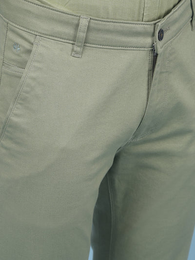 Olive Stretchable Trousers-Men Trousers-Crimsoune Club