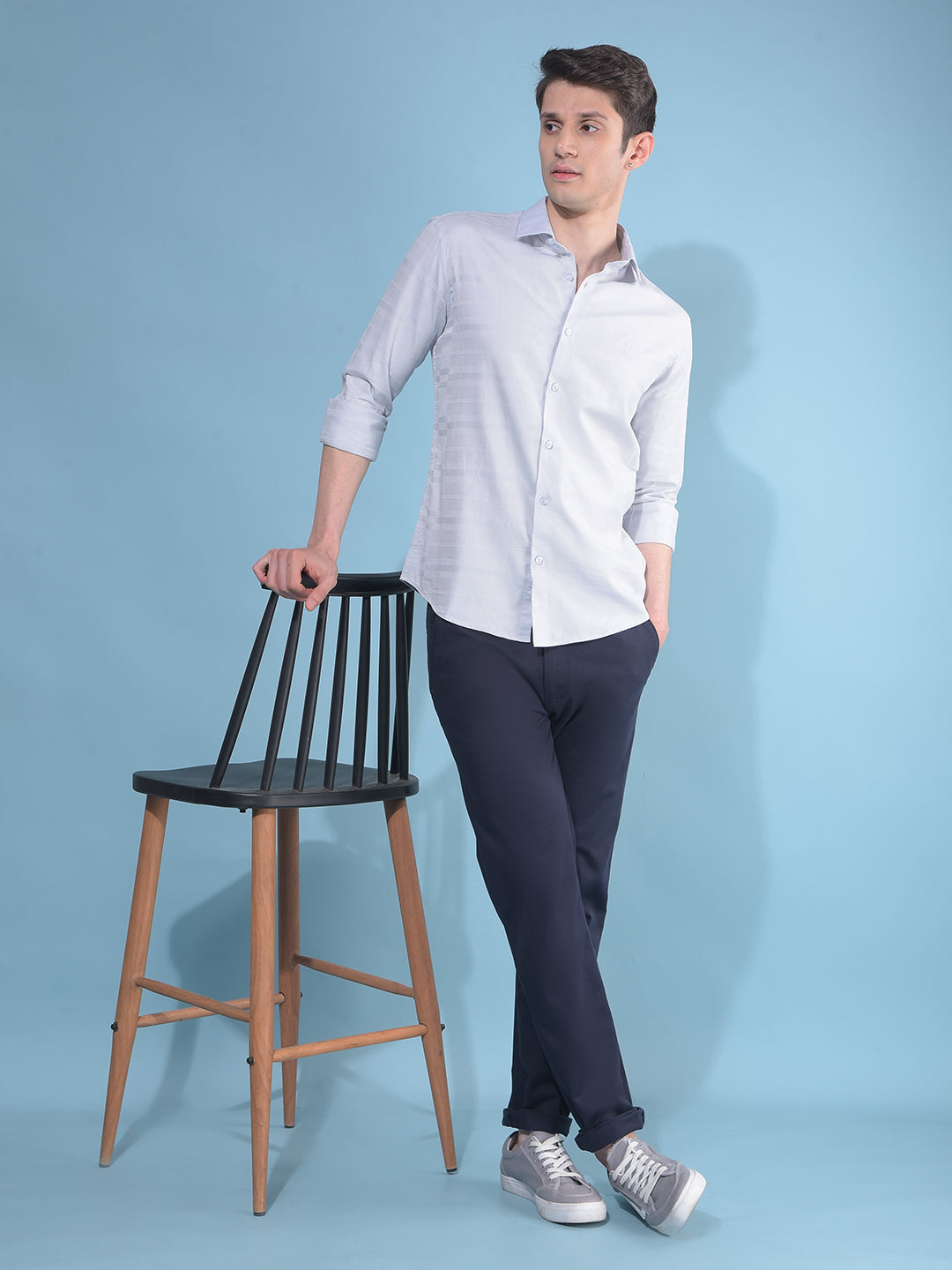 Blue Printed Cotton Trousers-Men Trousers-Crimsoune Club