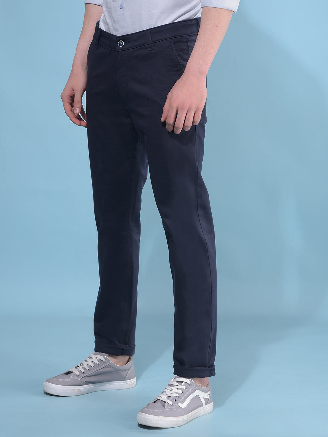Blue Printed Cotton Trousers-Men Trousers-Crimsoune Club