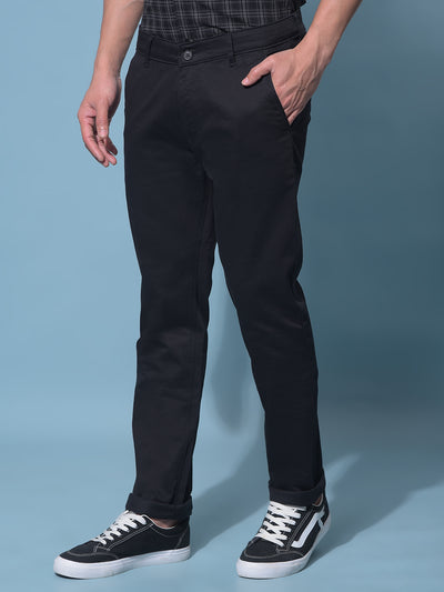 Black Stretchable Cotton Trousers-Men Trousers-Crimsoune Club