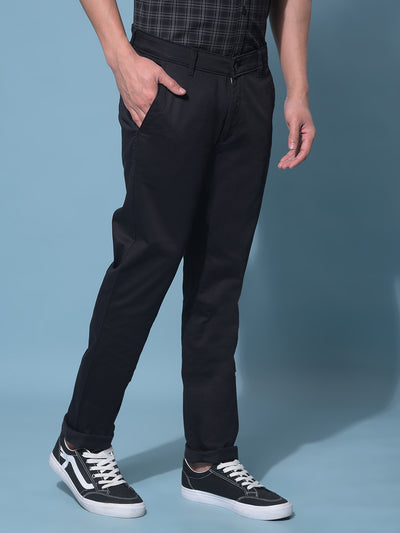 Black Stretchable Cotton Trousers-Men Trousers-Crimsoune Club