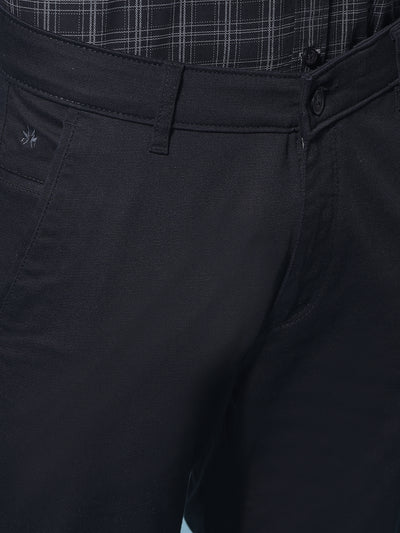 Black Stretchable Cotton Trousers-Men Trousers-Crimsoune Club