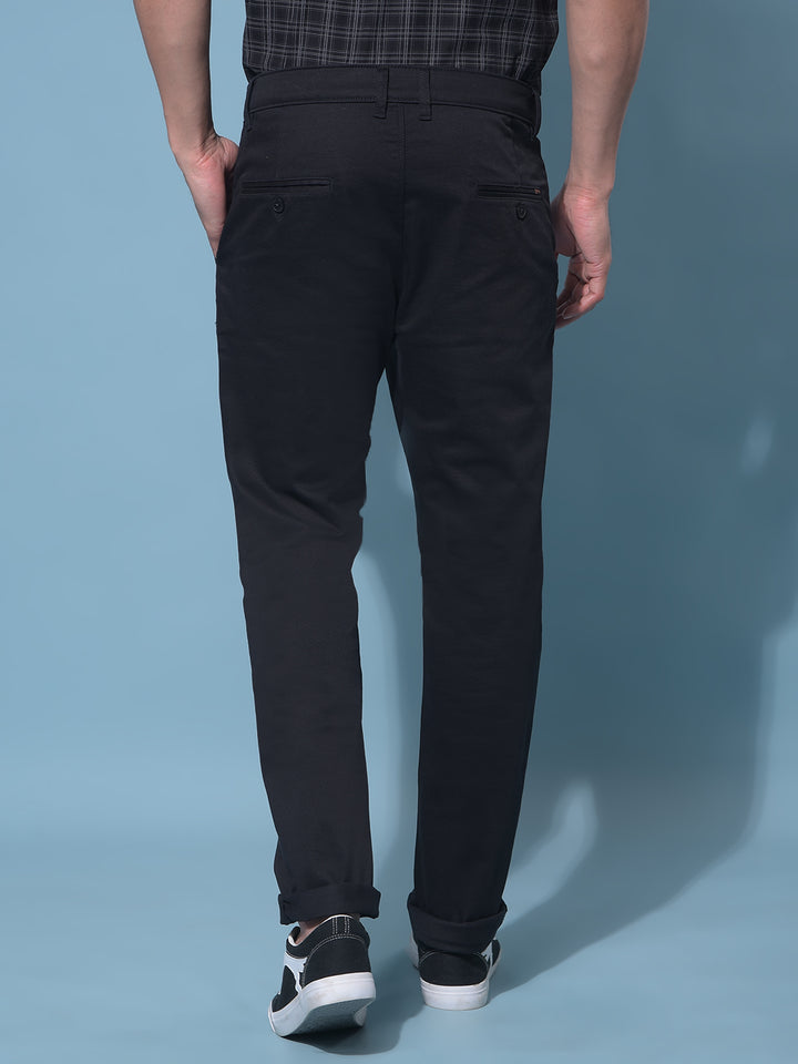 Black Stretchable Cotton Trousers-Men Trousers-Crimsoune Club