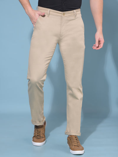 Beige Stretchable Trousers-Men Trousers-Crimsoune Club