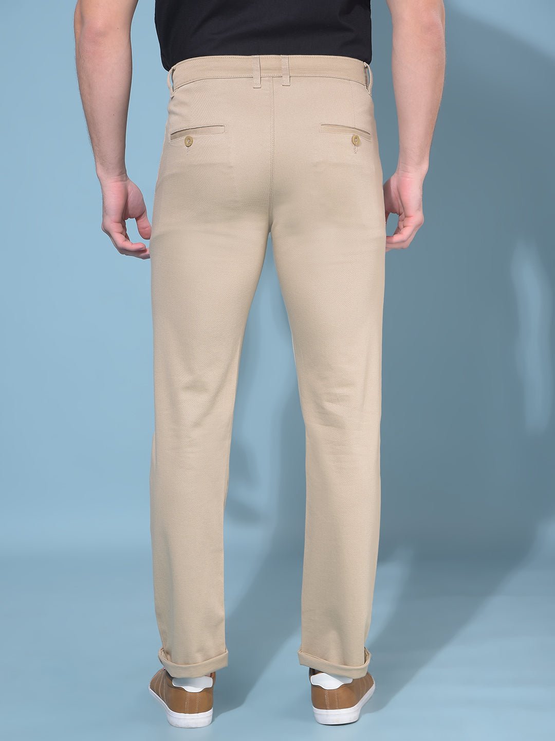 Beige Stretchable Trousers-Men Trousers-Crimsoune Club