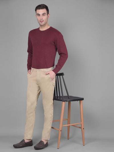 Beige Trousers-Men Trousers-Crimsoune Club