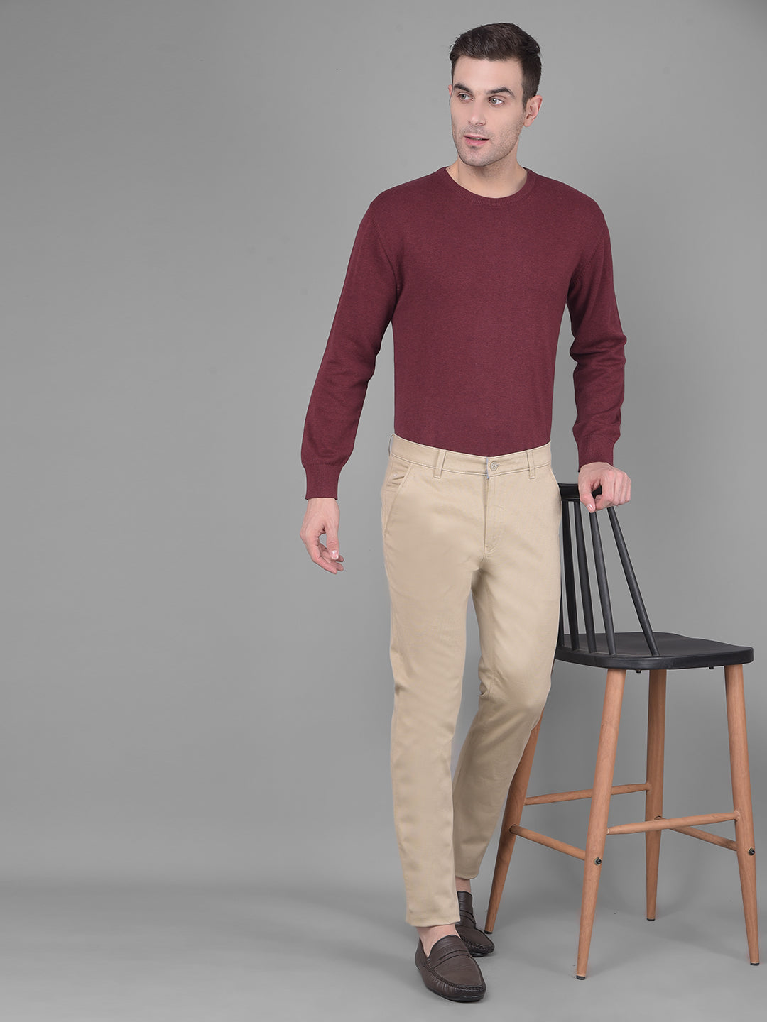 Beige Trousers-Men Trousers-Crimsoune Club