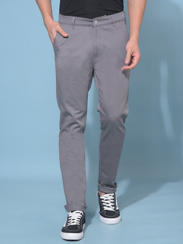 Grey Stretchable Cotton Trousers-Men Trousers-Crimsoune Club