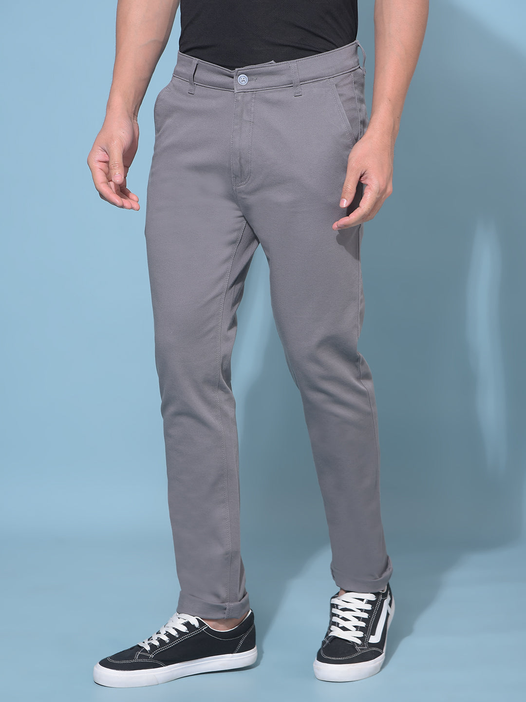 Grey Stretchable Cotton Trousers-Men Trousers-Crimsoune Club