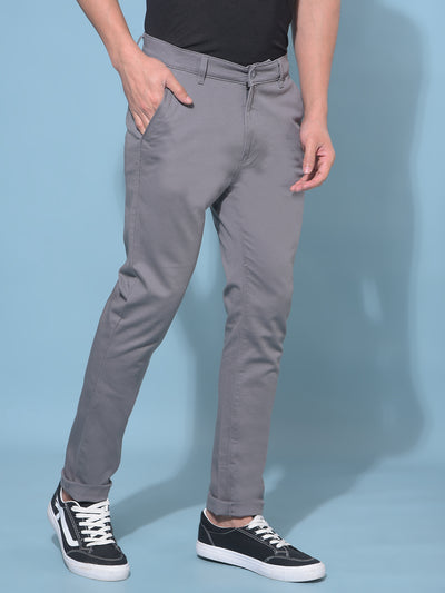 Grey Stretchable Cotton Trousers-Men Trousers-Crimsoune Club