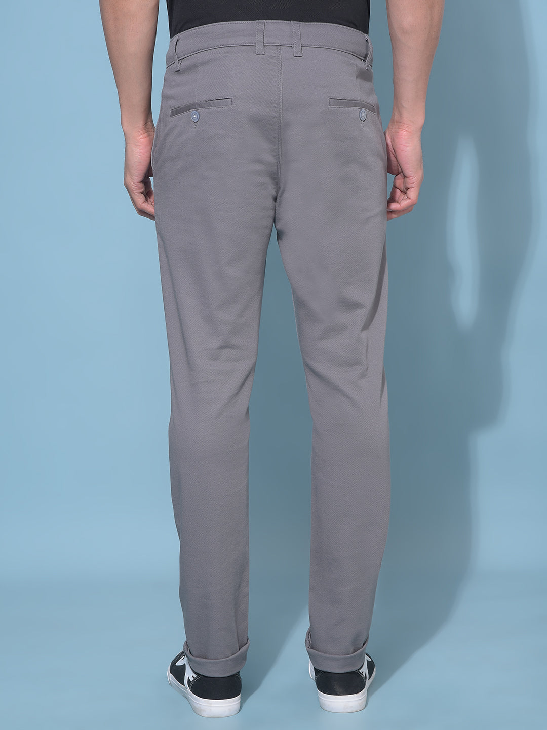 Grey Stretchable Cotton Trousers-Men Trousers-Crimsoune Club