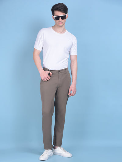 Brown Chinos Trousers-Men Trousers-Crimsoune Club