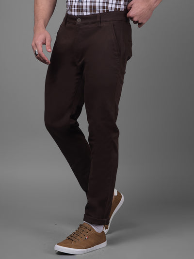 Brown Chinos Trousers-Men Trousers-Crimsoune Club