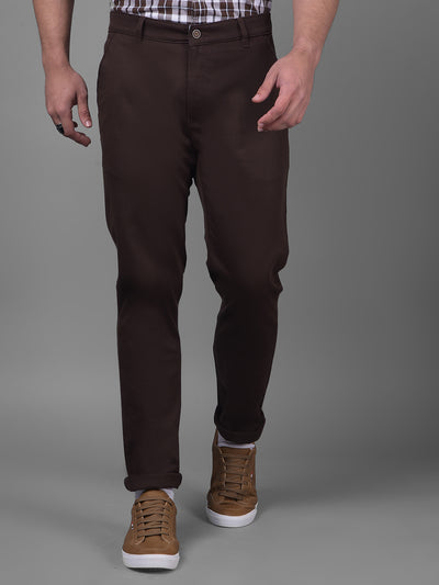 Brown Chinos Trousers-Men Trousers-Crimsoune Club