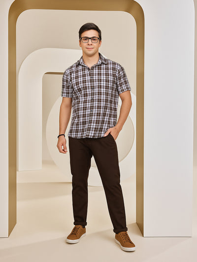 Brown Chinos Trousers-Men Trousers-Crimsoune Club