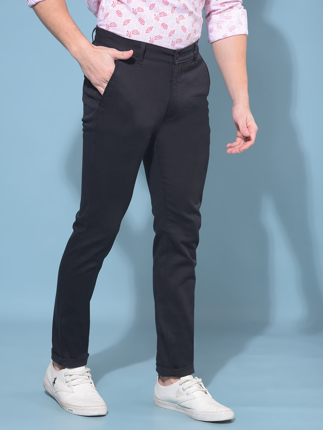 Black Stretchable Trousers-Men Trousers-Crimsoune Club