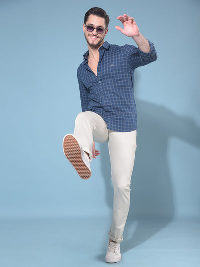 Beige Stretchable Trousers-Men Trousers-Crimsoune Club