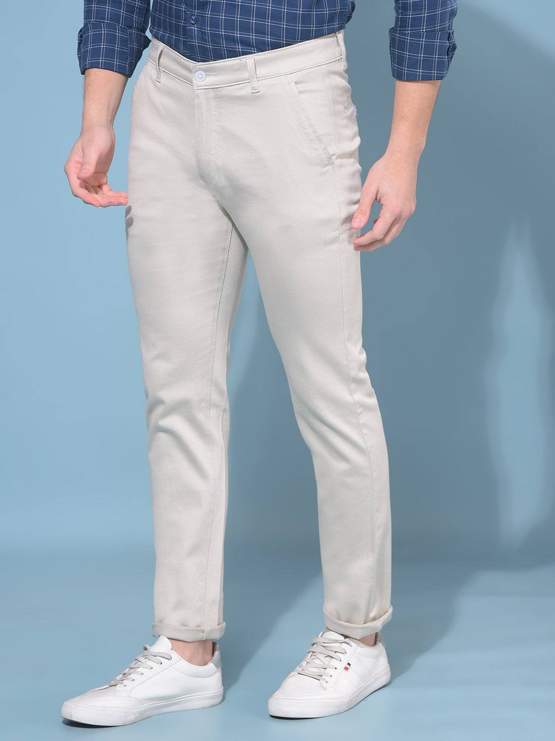 Beige Stretchable Trousers-Men Trousers-Crimsoune Club