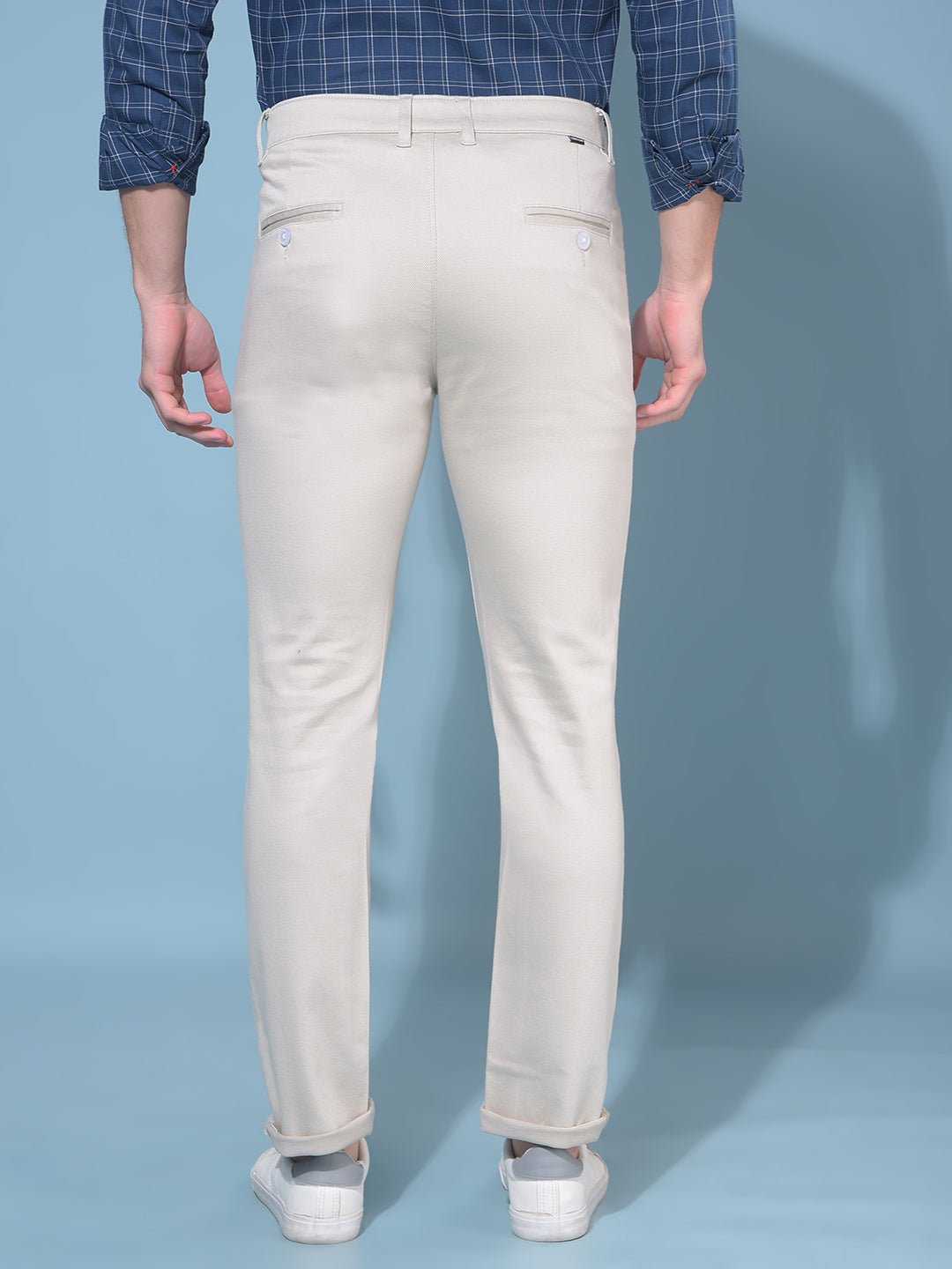 Beige Stretchable Trousers-Men Trousers-Crimsoune Club