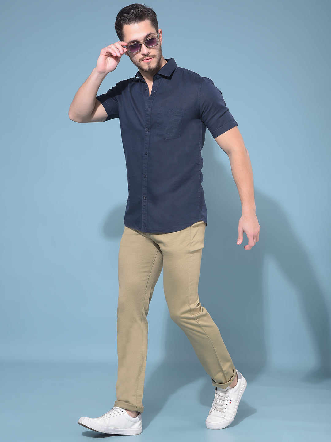 Khaki Stretchable Trousers-Men Trousers-Crimsoune Club