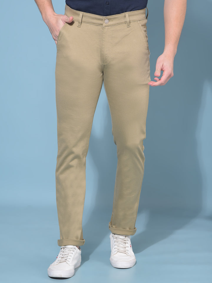 Khaki Stretchable Trousers-Men Trousers-Crimsoune Club
