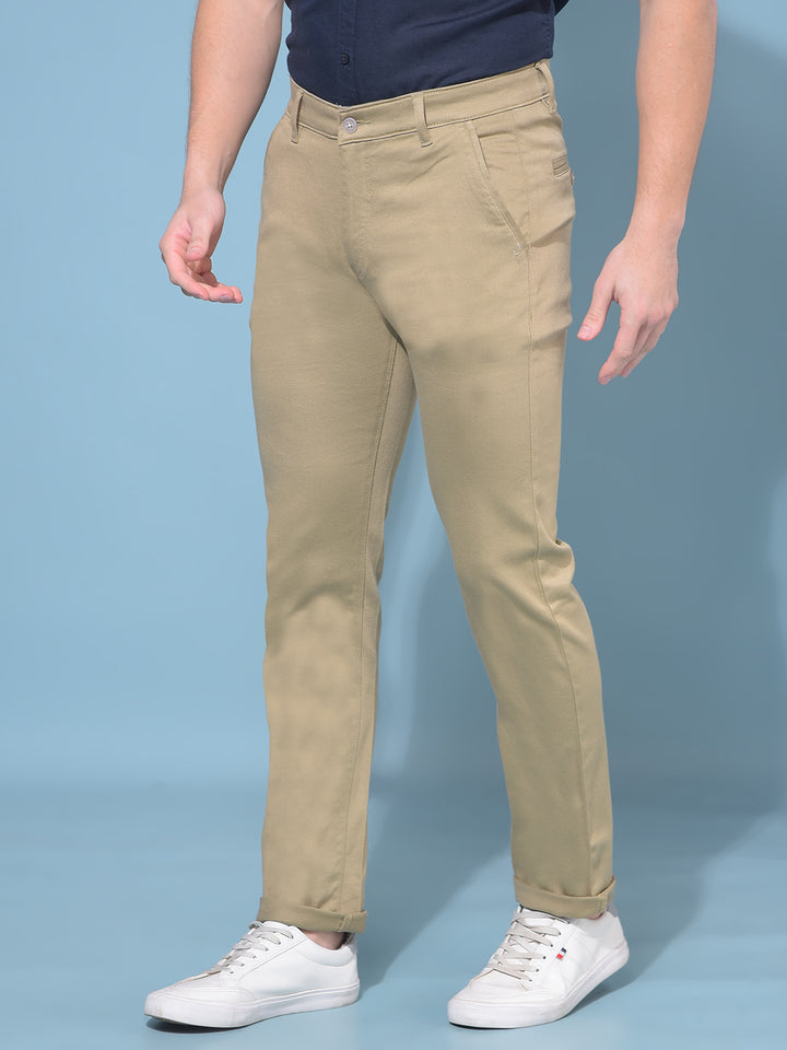 Khaki Stretchable Trousers-Men Trousers-Crimsoune Club