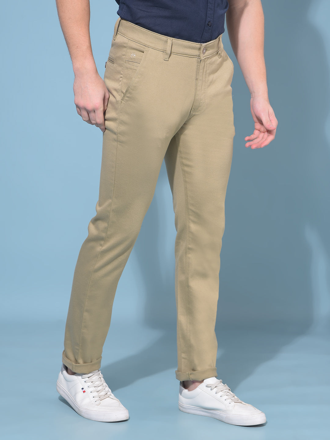 Khaki Stretchable Trousers-Men Trousers-Crimsoune Club