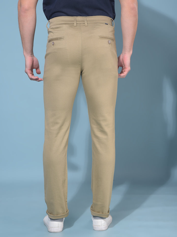 Khaki Stretchable Trousers-Men Trousers-Crimsoune Club