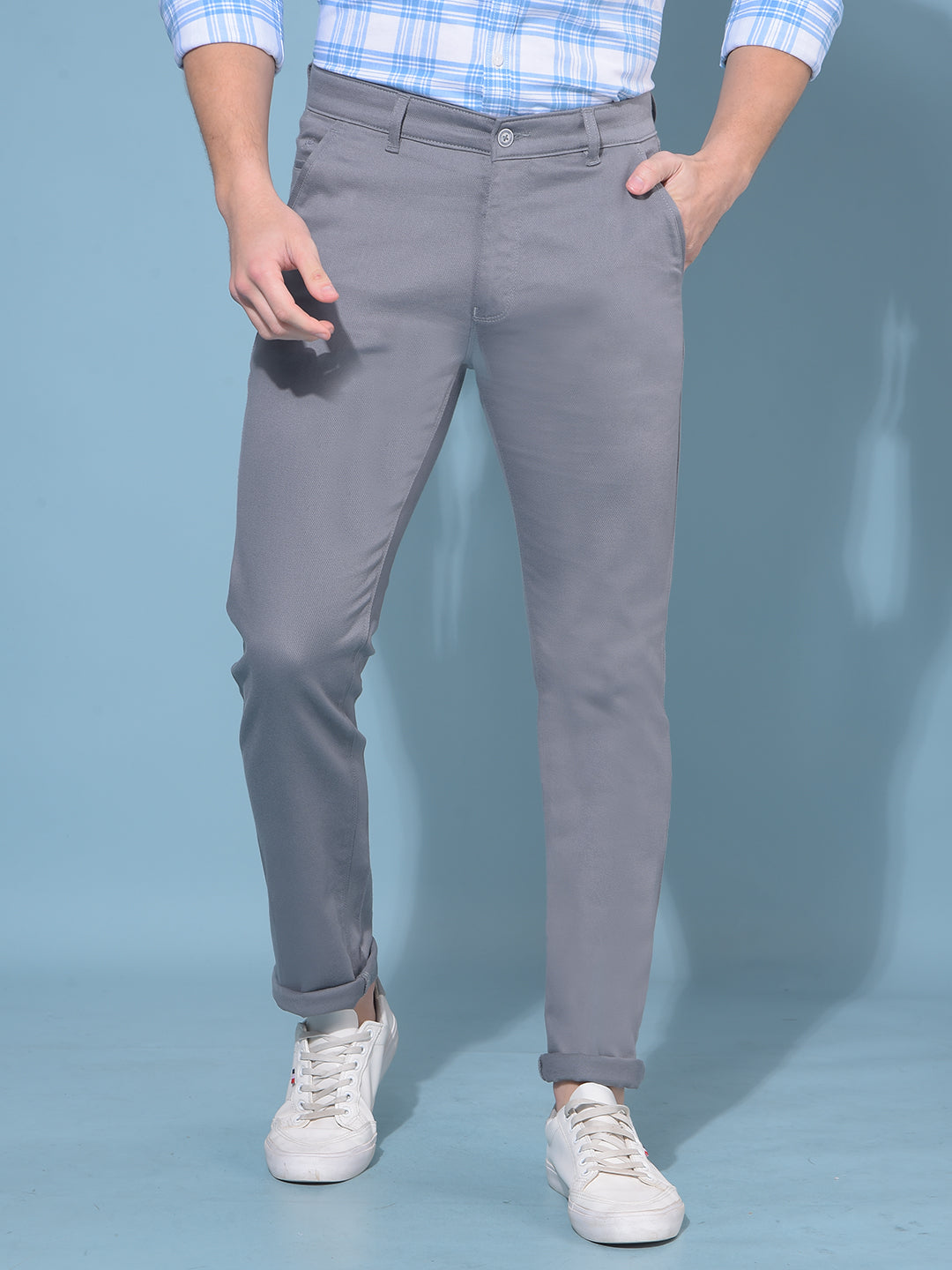 Grey Stretchable Trousers-Men Trousers-Crimsoune Club