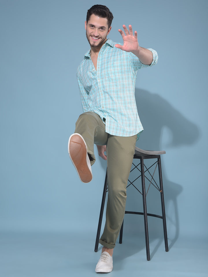 Olive Stretchable Trousers-Men Trousers-Crimsoune Club
