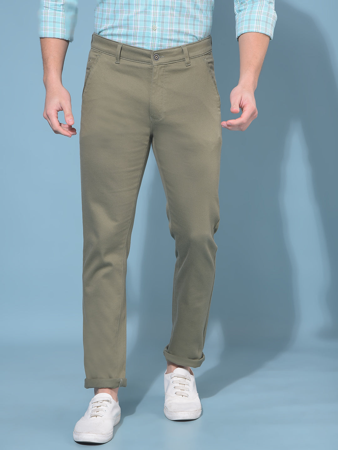 Olive Stretchable Trousers-Men Trousers-Crimsoune Club