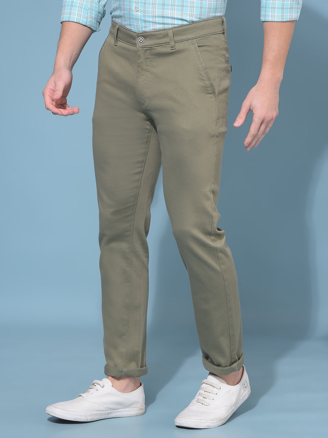 Olive Stretchable Trousers-Men Trousers-Crimsoune Club