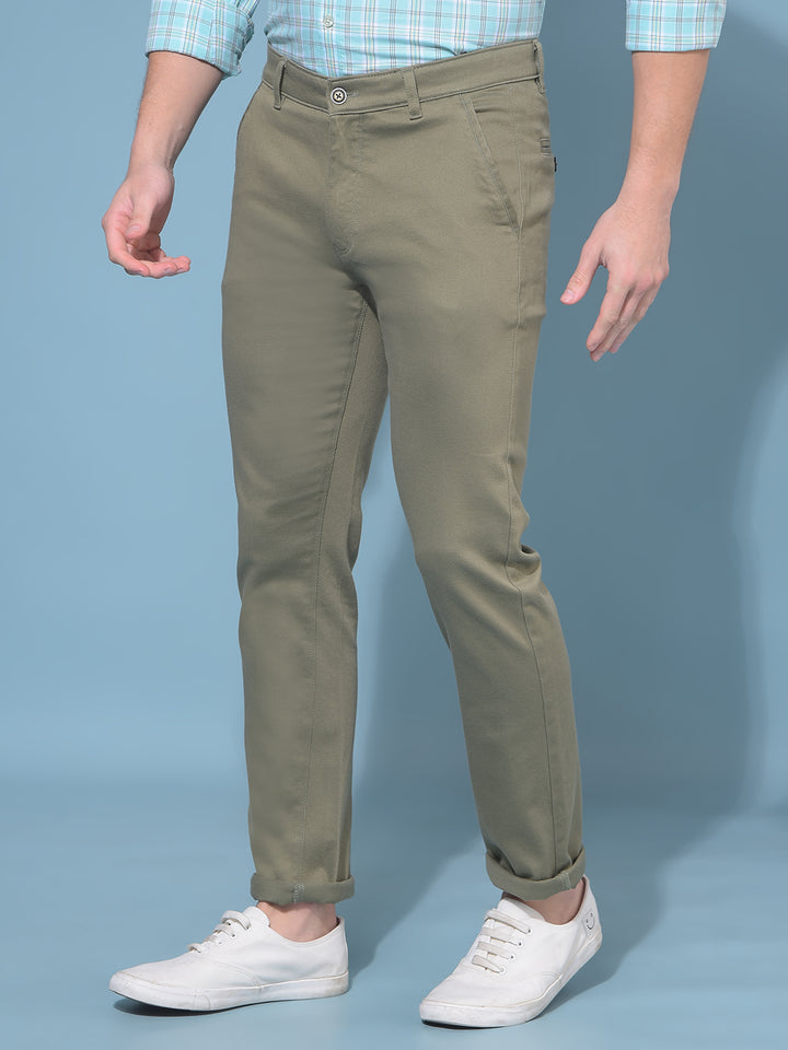 Olive Stretchable Trousers-Men Trousers-Crimsoune Club