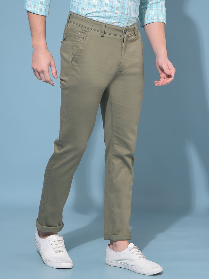 Olive Stretchable Trousers-Men Trousers-Crimsoune Club