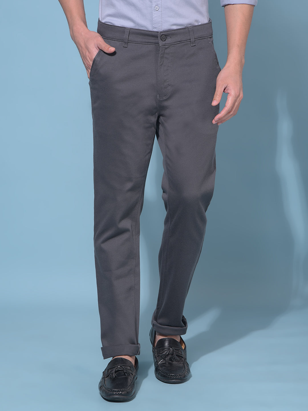 Grey Stretchable Trousers-Men Trousers-Crimsoune Club