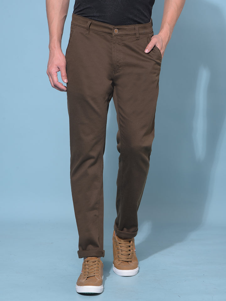Brown Stretchable Trousers-Men Trousers-Crimsoune Club
