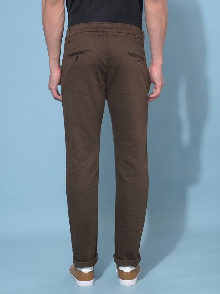 Brown Stretchable Trousers-Men Trousers-Crimsoune Club