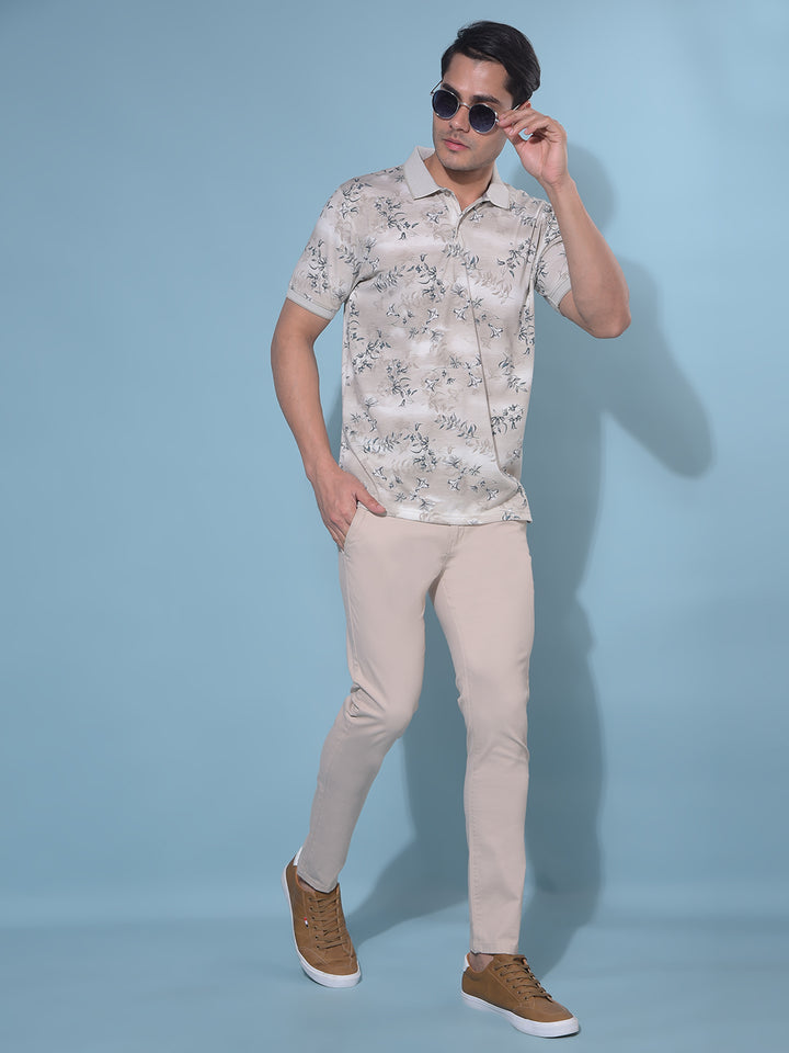 Beige Stretchable Trousers-Men Trousers-Crimsoune Club