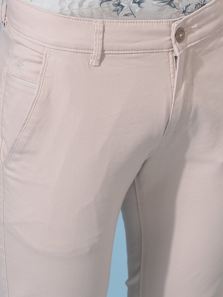 Beige Stretchable Trousers-Men Trousers-Crimsoune Club