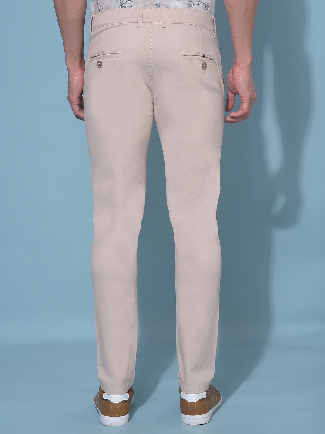 Beige Stretchable Trousers-Men Trousers-Crimsoune Club