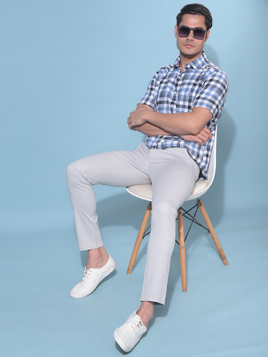Grey Stretchable Cotton Trousers-Men Trousers-Crimsoune Club
