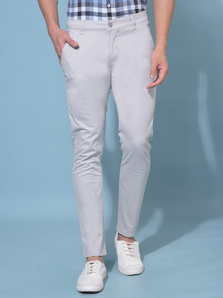Grey Stretchable Cotton Trousers-Men Trousers-Crimsoune Club