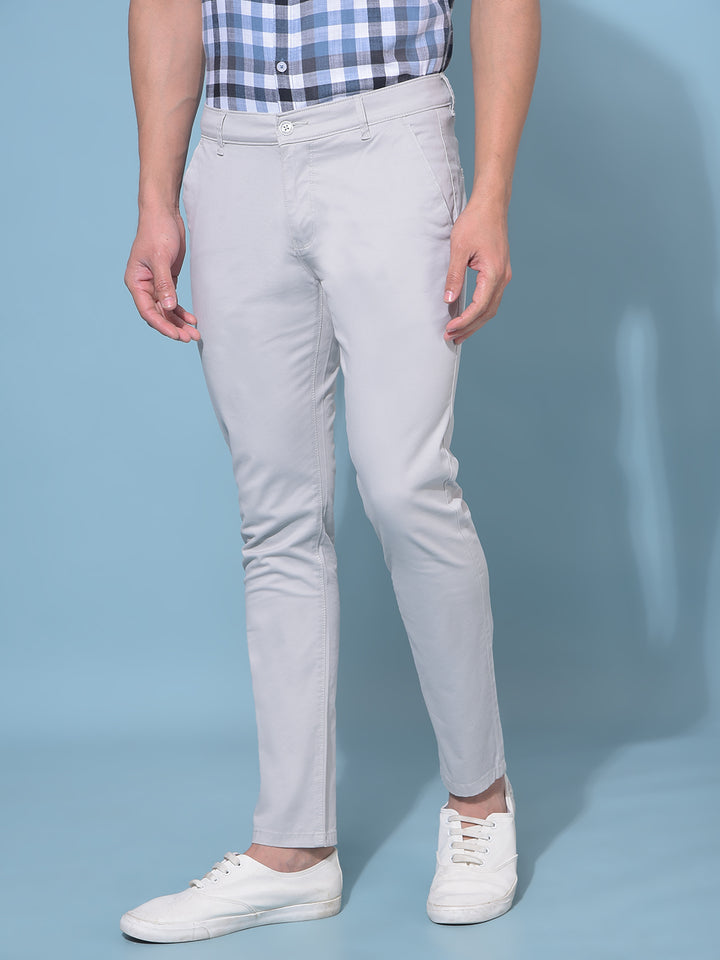 Grey Stretchable Cotton Trousers-Men Trousers-Crimsoune Club