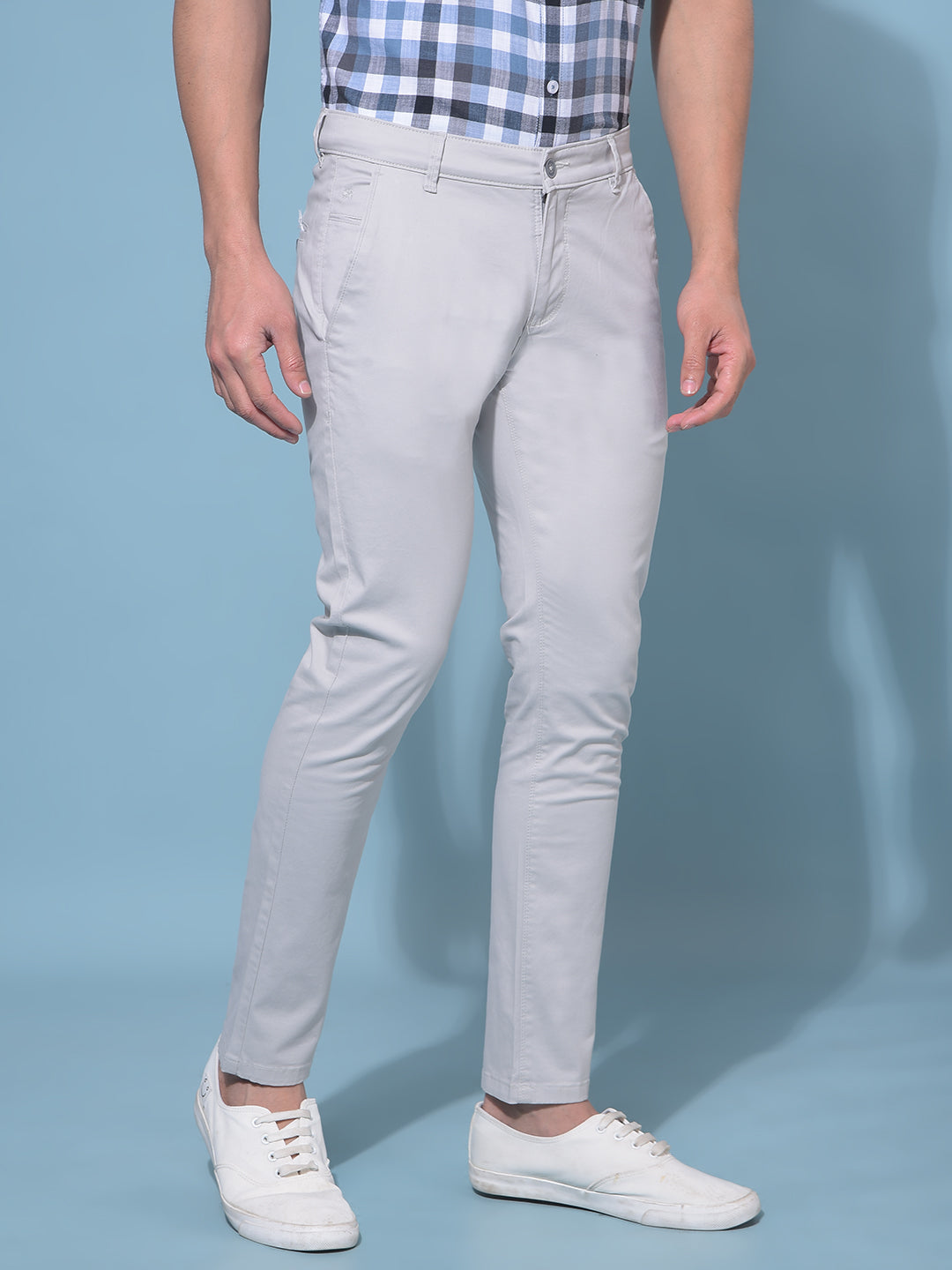 Grey Stretchable Cotton Trousers-Men Trousers-Crimsoune Club