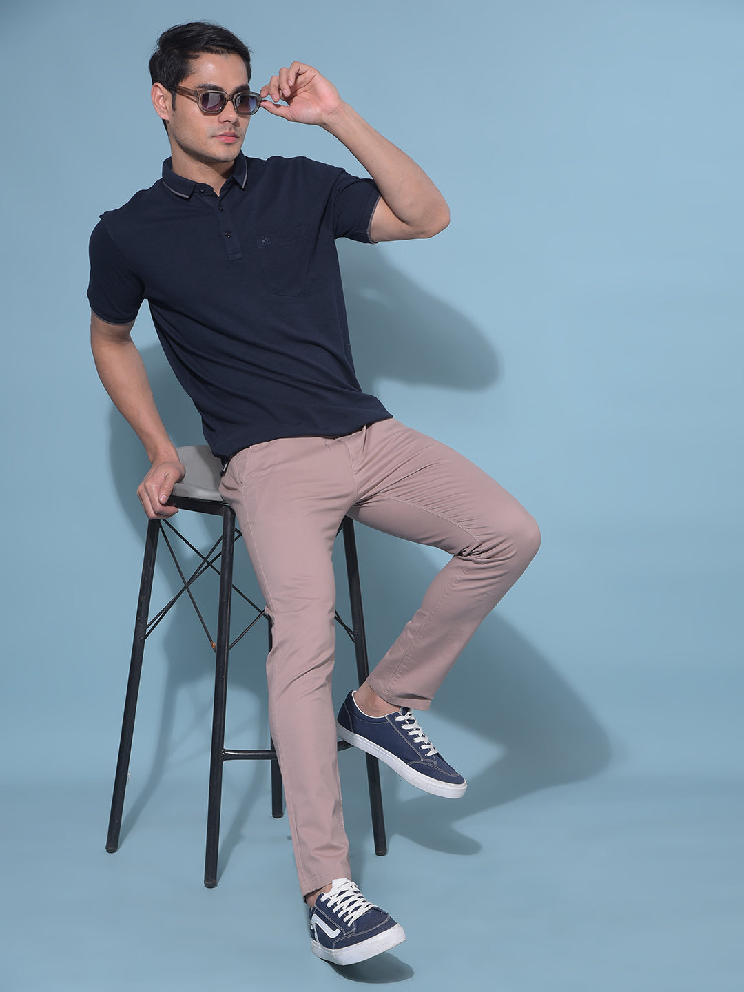 Brown Stretchable Cotton Trousers-Men Trousers-Crimsoune Club